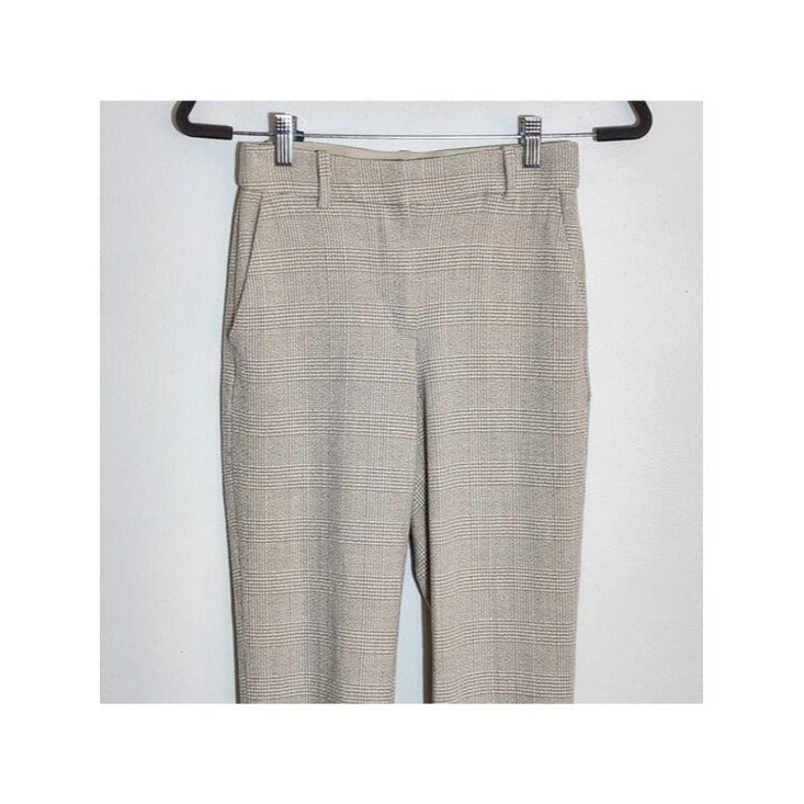 H&M Womens Tan and White Plaid Slim Ankle Pants Size 2