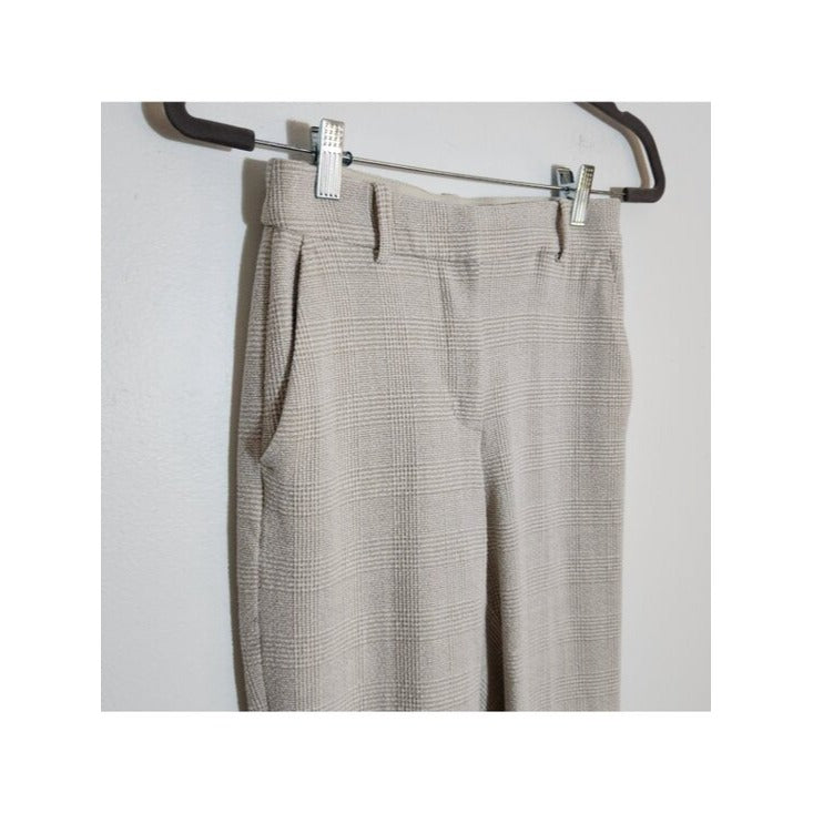 H&M Womens Tan and White Plaid Slim Ankle Pants Size 2