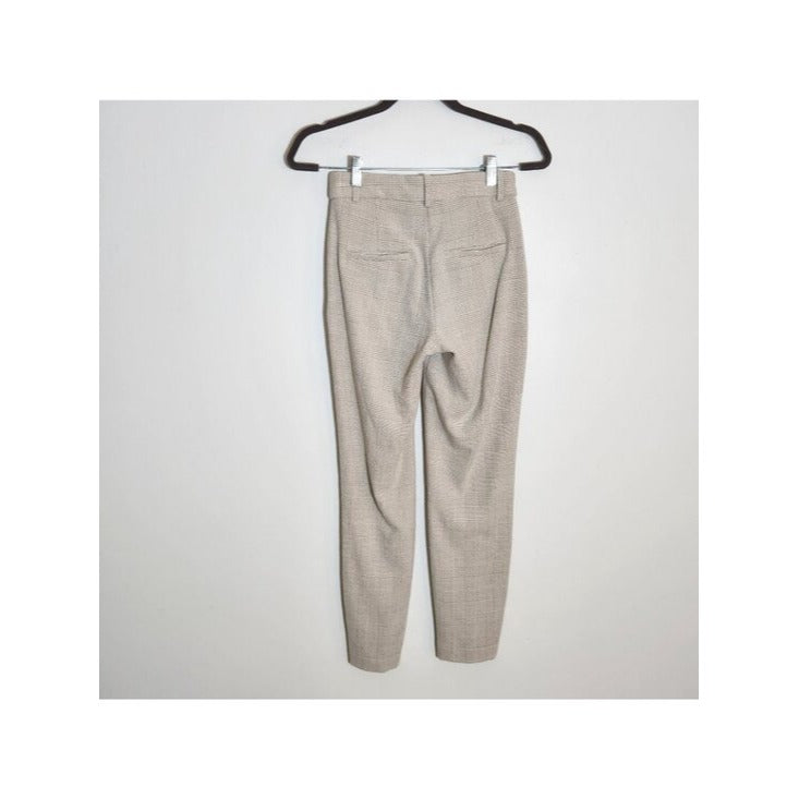 H&M Womens Tan and White Plaid Slim Ankle Pants Size 2