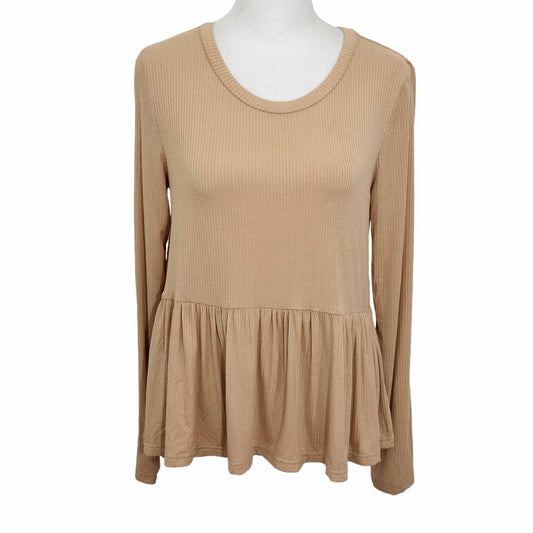Tan Babydoll Top Size Small NWT Tan Ribbed Knit Boho Top
