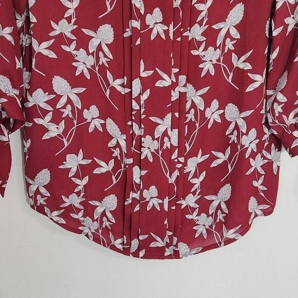 41 Hawthorn Burgundy Floral Top NWT Size XS Petite Floral Blouse Oxblood Top
