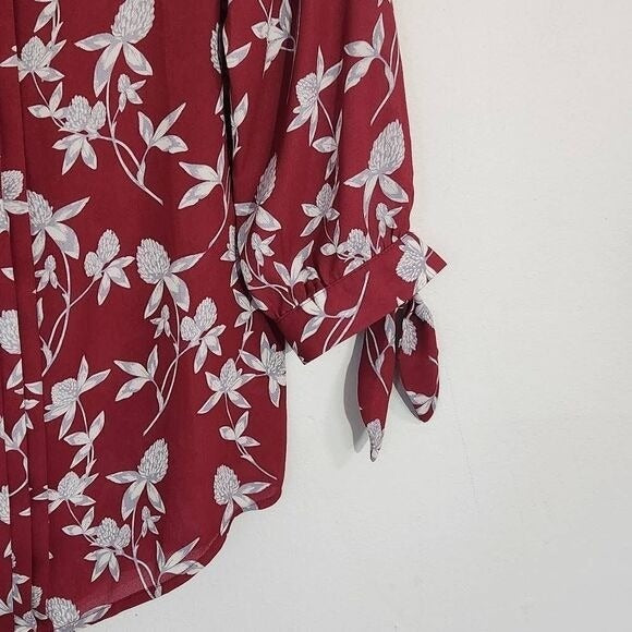 41 Hawthorn Burgundy Floral Top NWT Size XS Petite Floral Blouse Oxblood Top