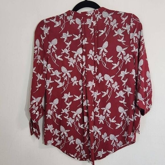 41 Hawthorn Burgundy Floral Top NWT Size XS Petite Floral Blouse Oxblood Top