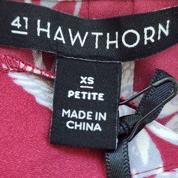 41 Hawthorn Burgundy Floral Top NWT Size XS Petite Floral Blouse Oxblood Top