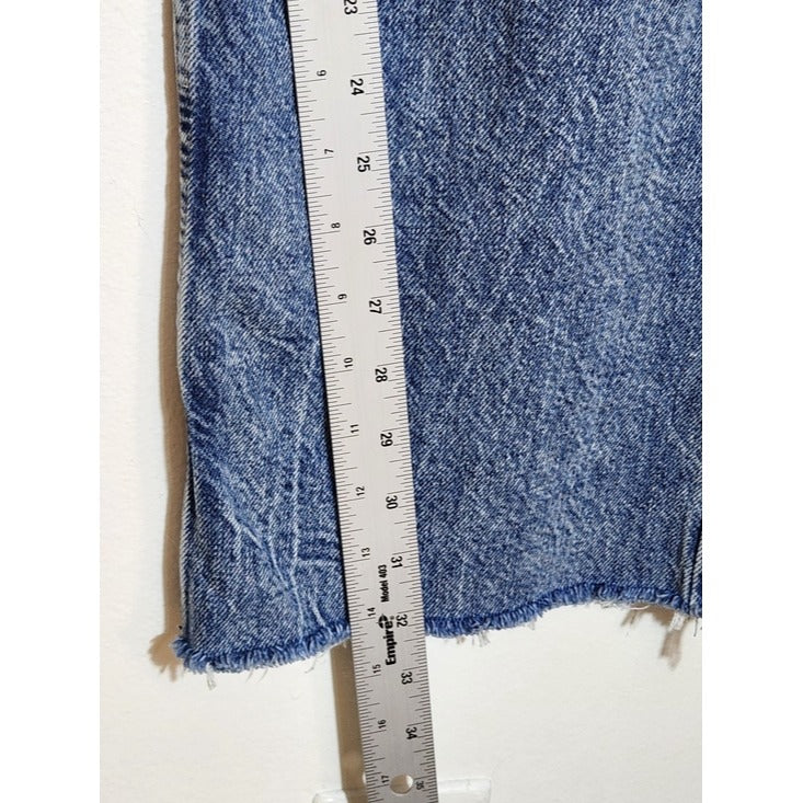 Zara High Waist Straight Leg Distressed Cut-off Jeans Size 4