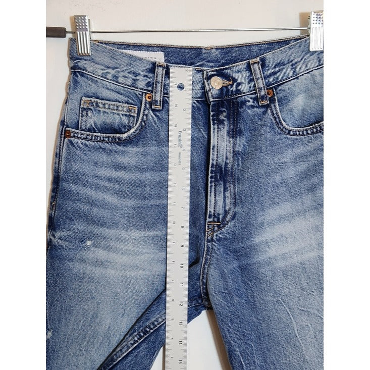 Zara High Waist Straight Leg Distressed Cut-off Jeans Size 4