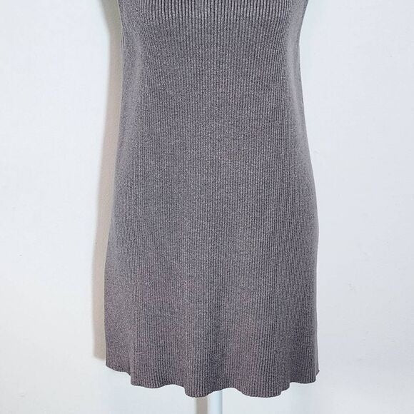 Zara Gray Ribbed Knit Sleeveless Turtleneck Tunic Sweater Size Medium