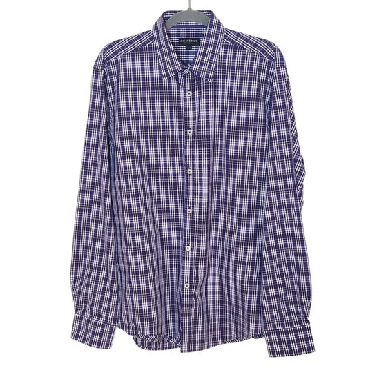 J. Maverick Men's Purple Plaid Long Sleeve Buttondown Shirt Size Large