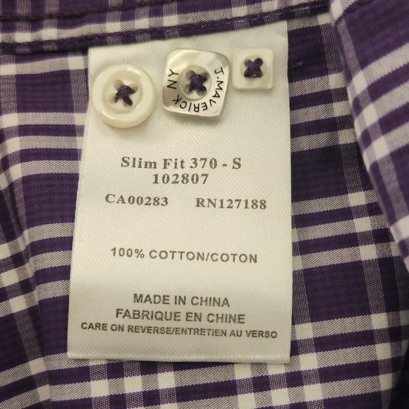 J. Maverick Men's Purple Plaid Long Sleeve Buttondown Shirt Size Large