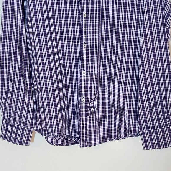 J. Maverick Men's Purple Plaid Long Sleeve Buttondown Shirt Size Large