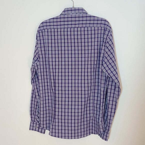 J. Maverick Men's Purple Plaid Long Sleeve Buttondown Shirt Size Large