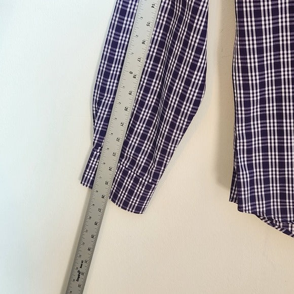 J. Maverick Men's Purple Plaid Long Sleeve Buttondown Shirt Size Large