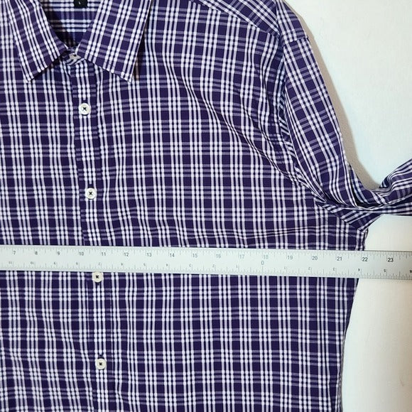 J. Maverick Men's Purple Plaid Long Sleeve Buttondown Shirt Size Large