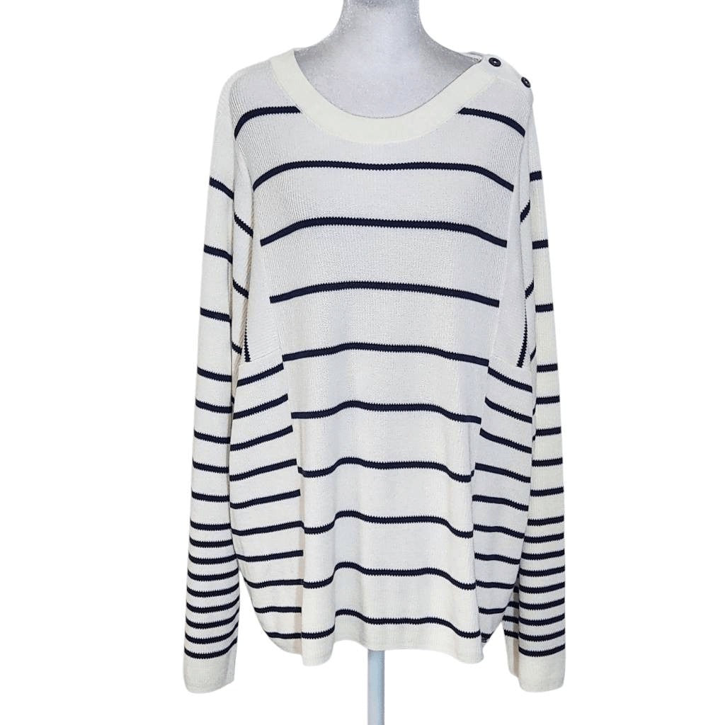 Nautica Black and Cream Stripe Sweater NWT Size XL Preppy Sweater