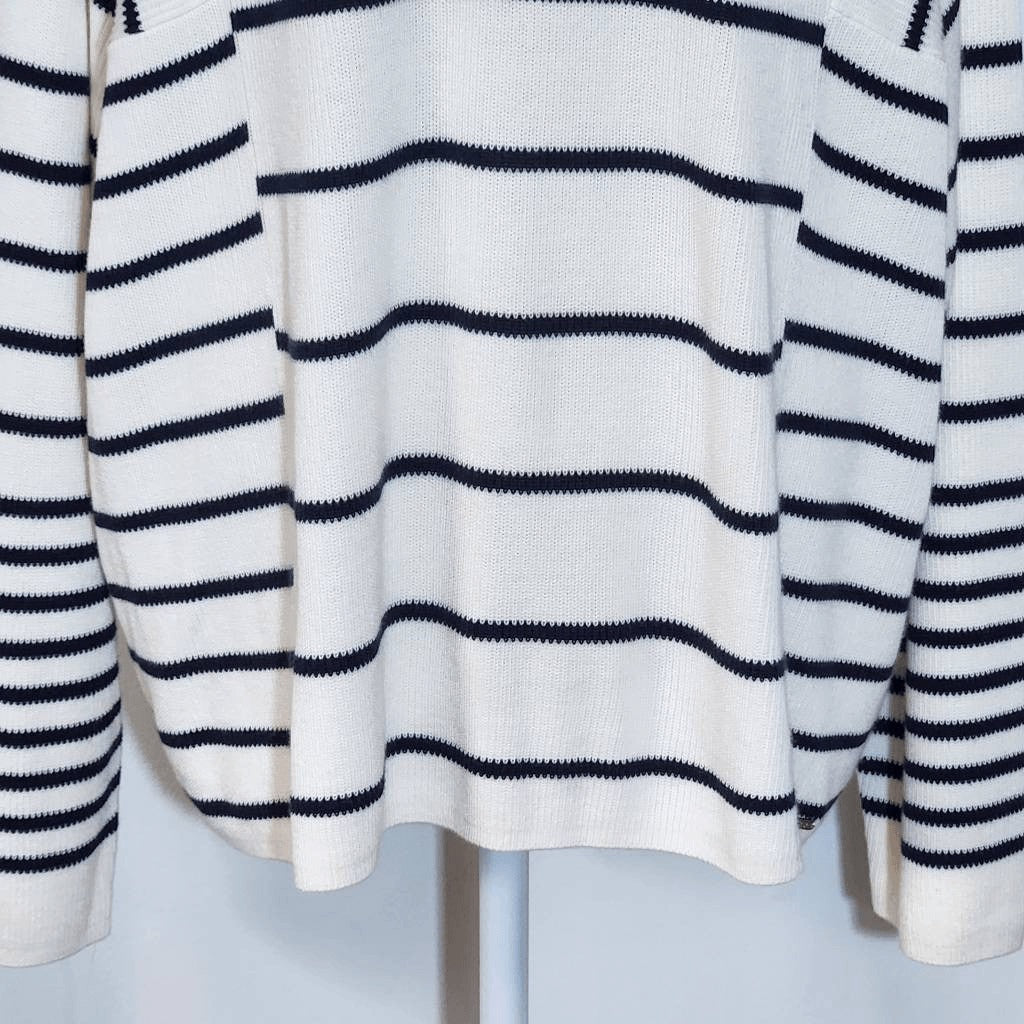 Nautica Black and Cream Stripe Sweater NWT Size XL Preppy Sweater