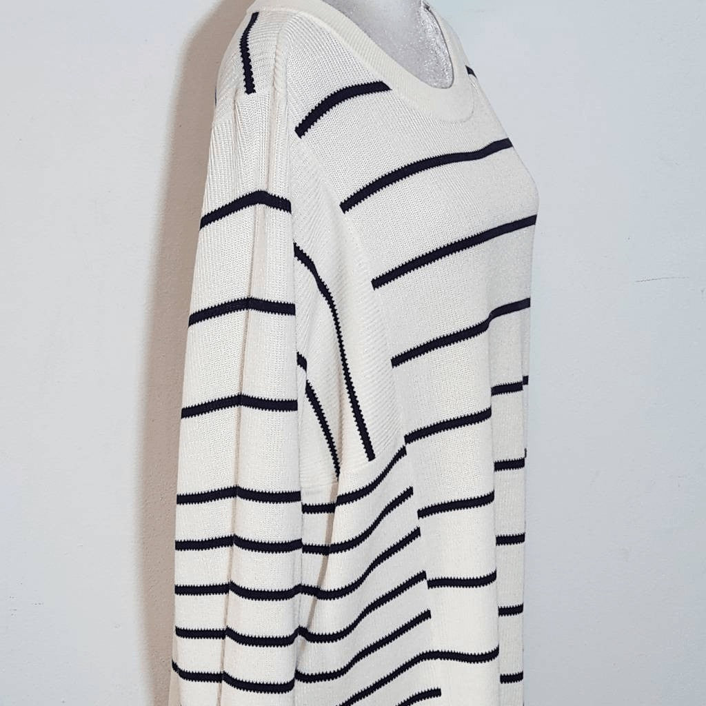 Nautica Black and Cream Stripe Sweater NWT Size XL Preppy Sweater