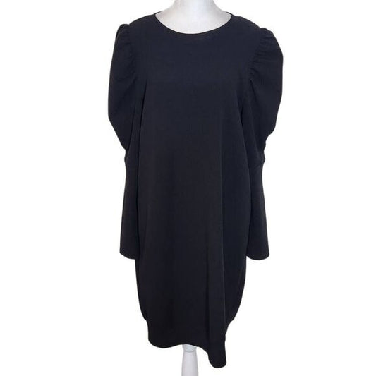 Yakira Bella Black Dress with Puffy Sleeves Size Medium Black Knee-Length Dress