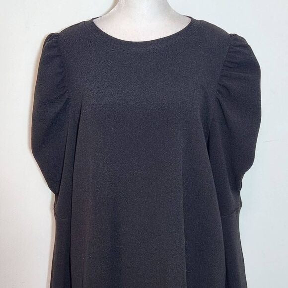 Yakira Bella Black Dress with Puffy Sleeves Size Medium Black Knee-Length Dress