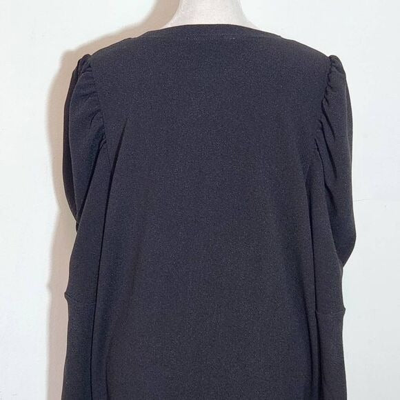 Yakira Bella Black Dress with Puffy Sleeves Size Medium Black Knee-Length Dress