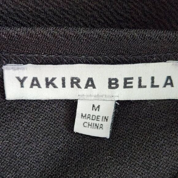 Yakira Bella Black Dress with Puffy Sleeves Size Medium Black Knee-Length Dress