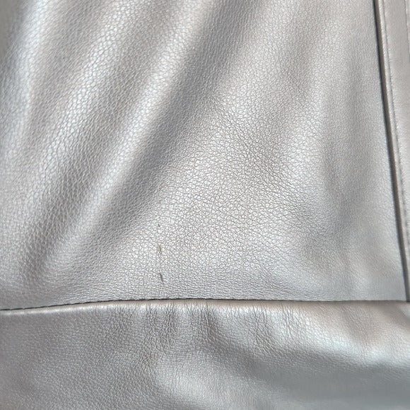 Lavish Alice Metallic Silver Faux Leather Corset Mini Dress Size 14