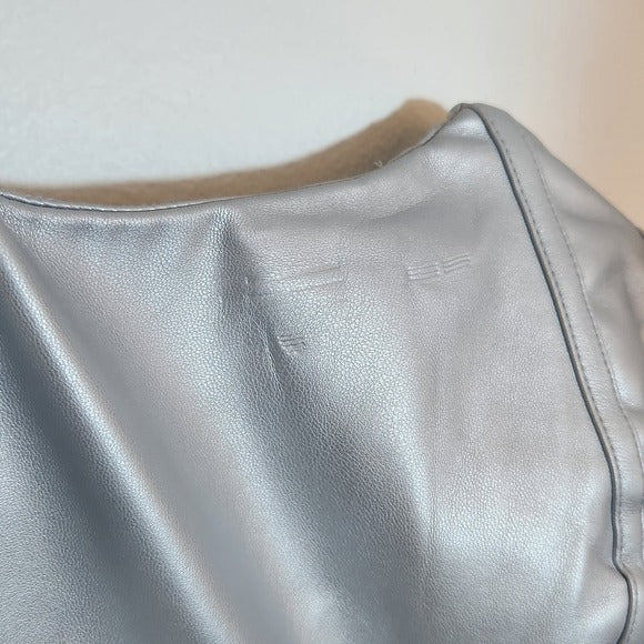 Lavish Alice Metallic Silver Faux Leather Corset Mini Dress Size 14