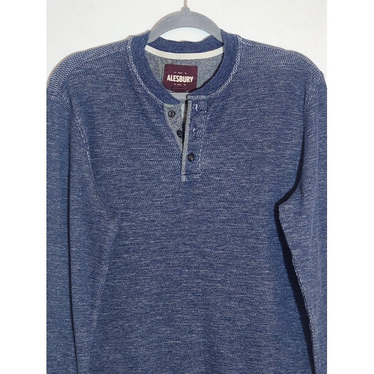 Alesbury Heather Blue Henley Shirt Size Large