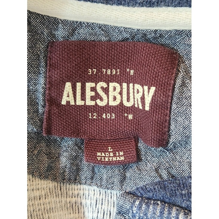 Alesbury Heather Blue Henley Shirt Size Large
