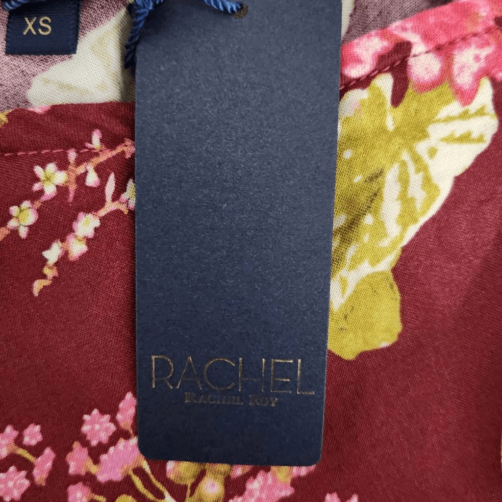 Rachel Roy Burgundy Floral Cropped One Shoulder Top NWT Size XS Floral Top