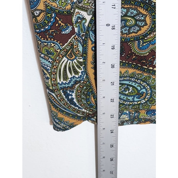 Ellen Weaver Womens Multicolor Paisley Blouse with Tie Neckline Size Small
