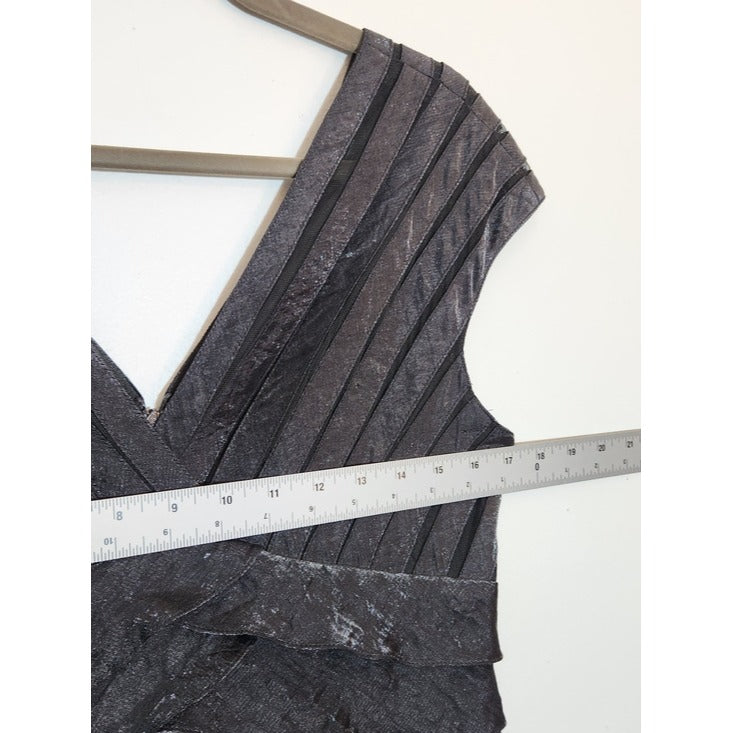 Adrianna Papell Pewter Gray Layered Ruffle Cocktail Dress Size 8