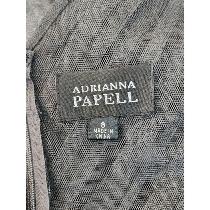 Adrianna Papell Pewter Gray Layered Ruffle Cocktail Dress Size 8