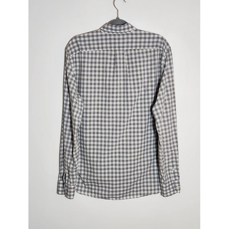 J. Crew Gray and White Gingham Check Button Down Shirt Size Large