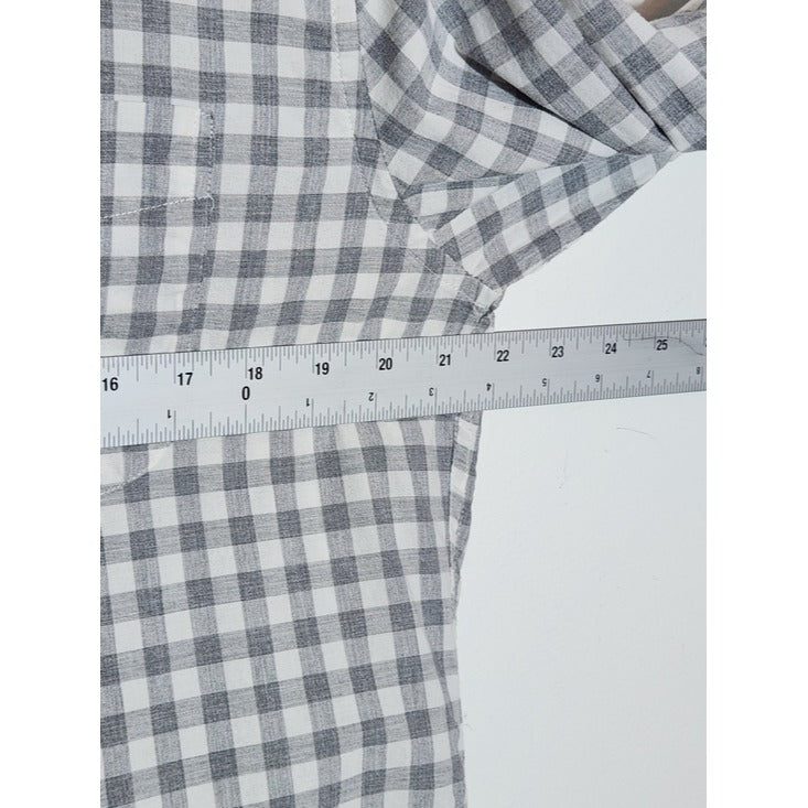J. Crew Gray and White Gingham Check Button Down Shirt Size Large