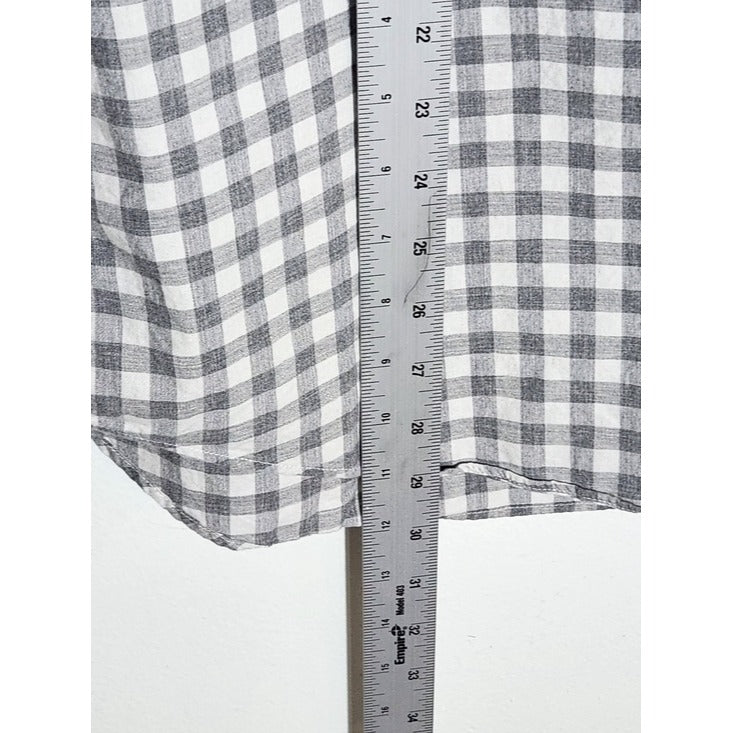 J. Crew Gray and White Gingham Check Button Down Shirt Size Large