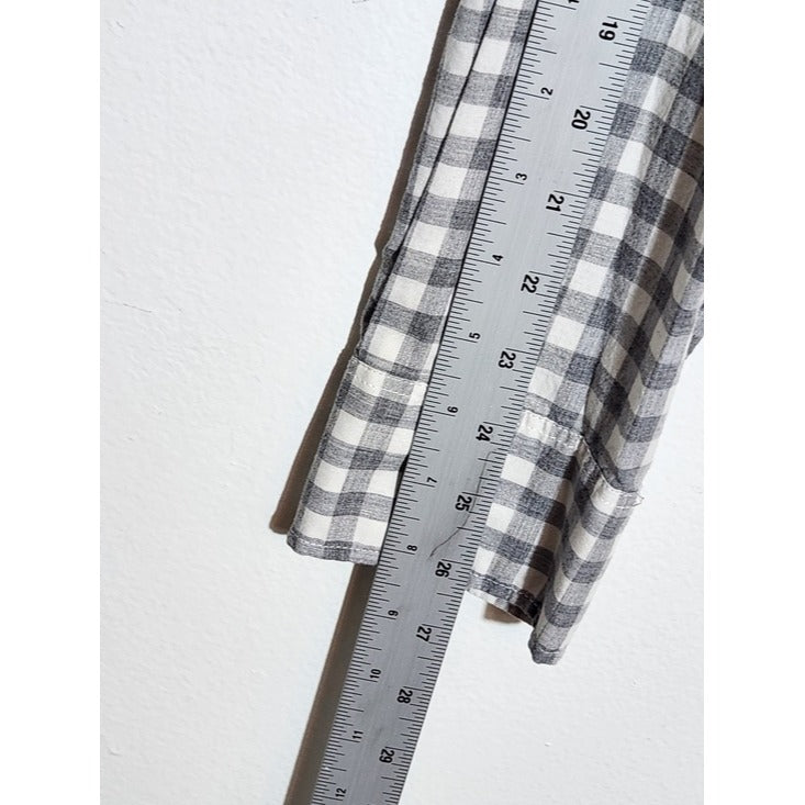 J. Crew Gray and White Gingham Check Button Down Shirt Size Large