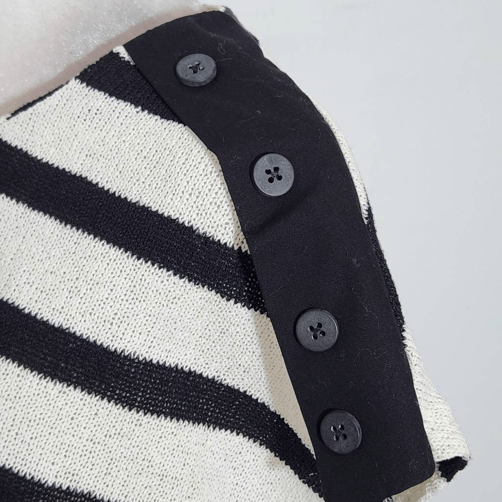 Zara Black and Cream Stripe Knit Top NWT Size Small Black Stripe Top