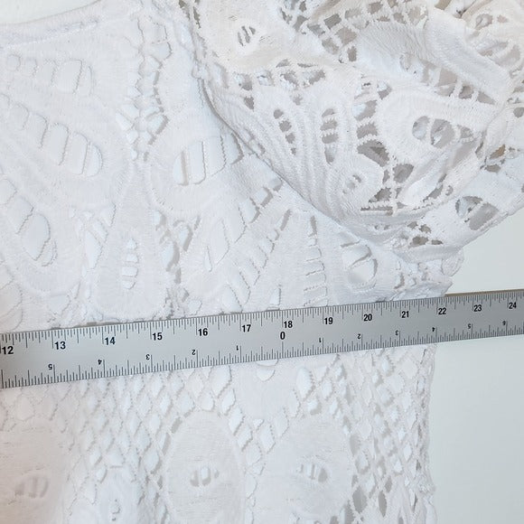 Cato White Lace Puffy Sleeve Blouse Size XL