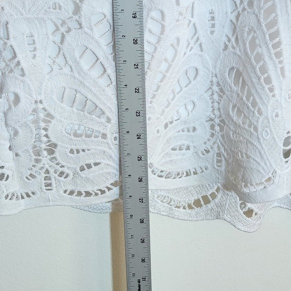 Cato White Lace Puffy Sleeve Blouse Size XL