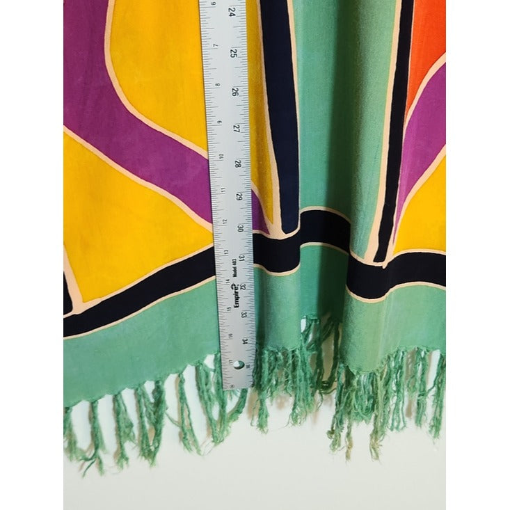 Kembali Collection Multicolor Fringe Poncho One Size