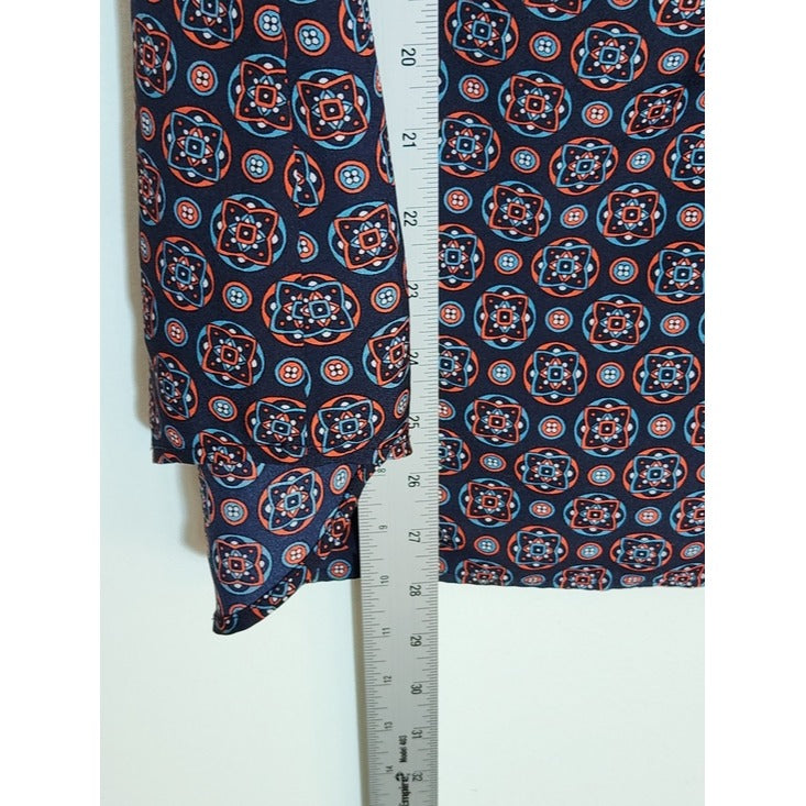 Banana Republic Navy Medallion Print Ruffle Blouse Size Large