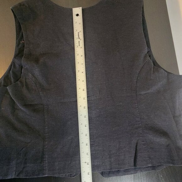 Express Black Linen Button-Up Vest Size XXL NWT Linen Blend Vest