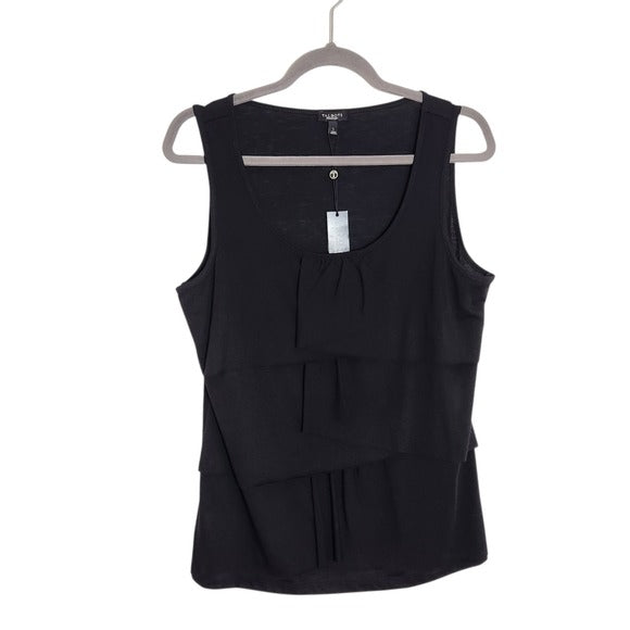 Talbots Black Sleeveless Layered Front Top Size Large NWT