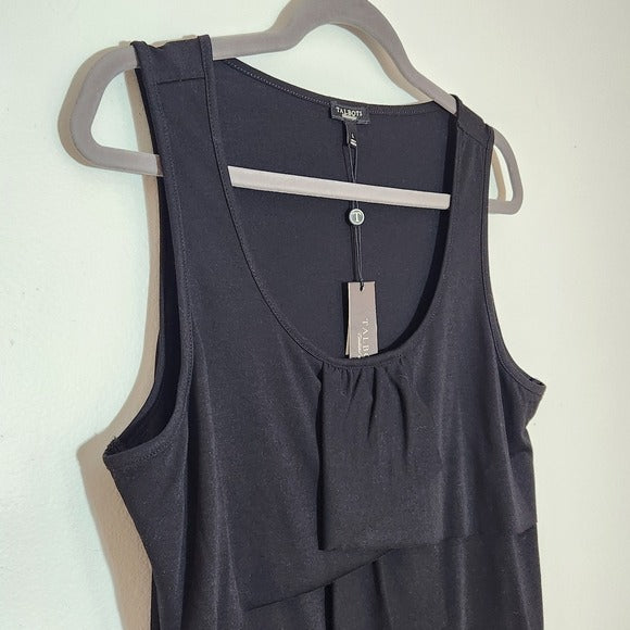 Talbots Black Sleeveless Layered Front Top Size Large NWT