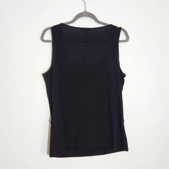 Talbots Black Sleeveless Layered Front Top Size Large NWT