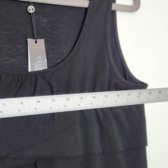 Talbots Black Sleeveless Layered Front Top Size Large NWT