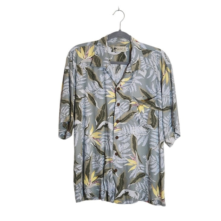 Sandwich Isle Sage Green Hawaiian Shirt Size Medium