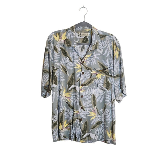 Sandwich Isle Sage Green Hawaiian Shirt Size Medium