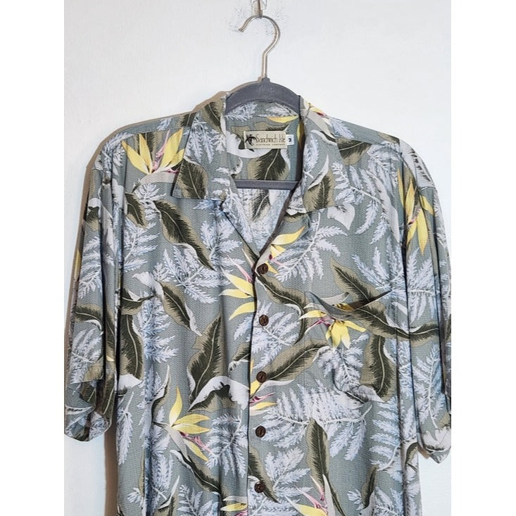 Sandwich Isle Sage Green Hawaiian Shirt Size Medium