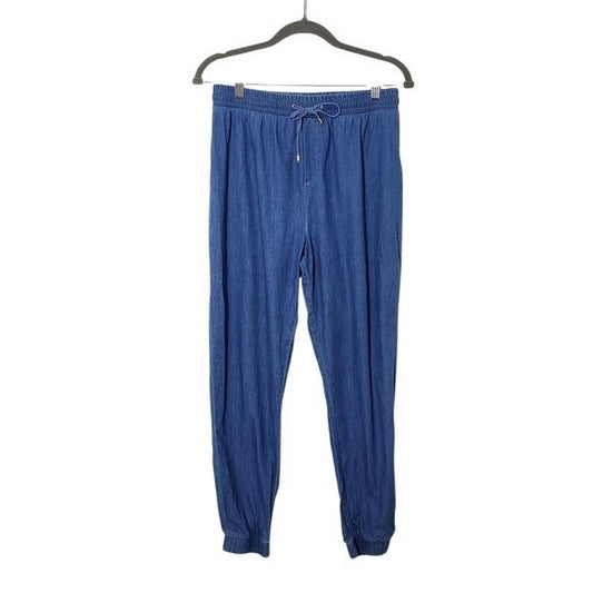 Iris Blue Chambray Pull-on Jogger Pants Size Medium Chambray Joggers
